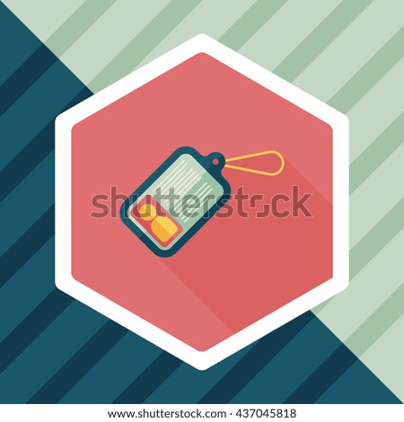 Air ticket flat icon with long shadow