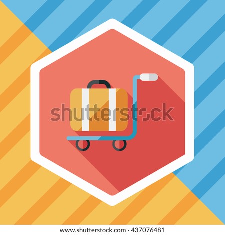 vintage travel suitcases, flat icon with long shadow