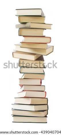 Books pile isolated on white background