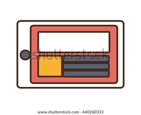 white tablet with colorful squares and stripes over isolated background,vector illustration