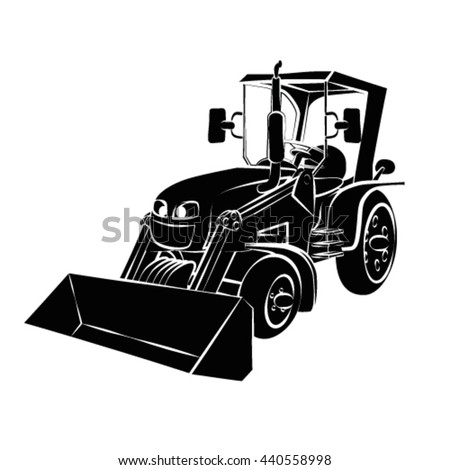 Funny tractor Funny tractor black vector illustration isolated on a white or transparent background