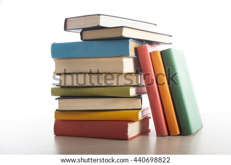 Stack of books on white background. Education concept. Back to school