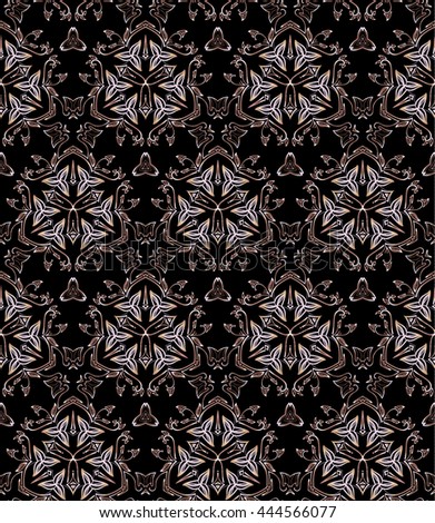 Vector vintage pattern with floral elements and iridescence of gold