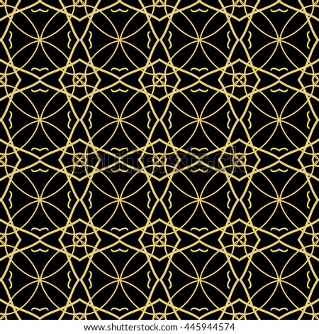 Vintage seamless background with lacy ornament. Ornament in east style. Light golden pattern. It can be used for wallpaper, pattern fills, web page background, surface textures, classic fabric.