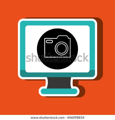 monitor pc with social marketing isolated icon design, vector illustration  graphic 