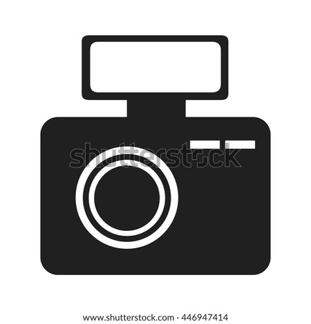 black and white photo camera over isolated background, vector illustration 