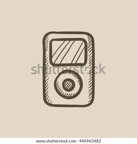 MP3 player vector sketch icon isolated on background. Hand drawn MP3 player icon. MP3 player sketch icon for infographic, website or app.