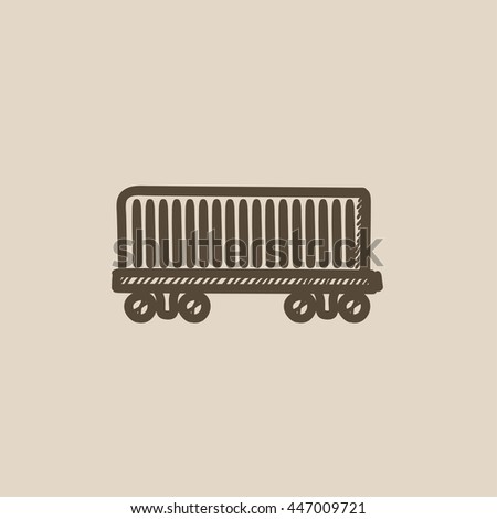 Cargo wagon vector sketch icon isolated on background. Hand drawn Cargo wagon icon. Cargo wagon sketch icon for infographic, website or app.
