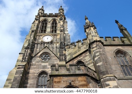 Stockport in North West England (UK). Part of Greater Manchester. Parish church - St. Mary's in the Market Place.