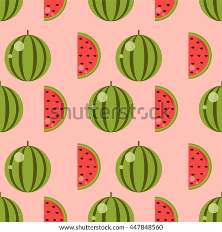 Watermelon seamless pattern, watermelons on pink background
