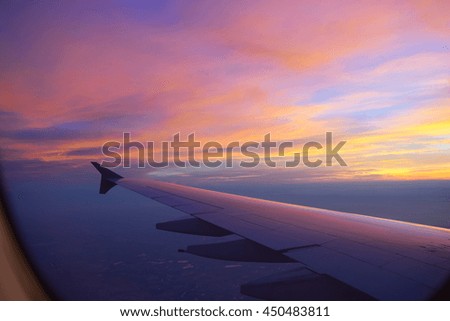 Sunset sky from the airplane window