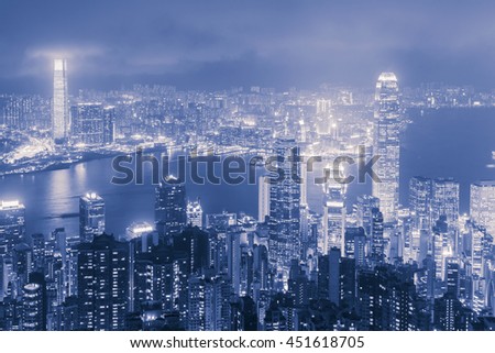 Hong Kong at night Victoria peak view.