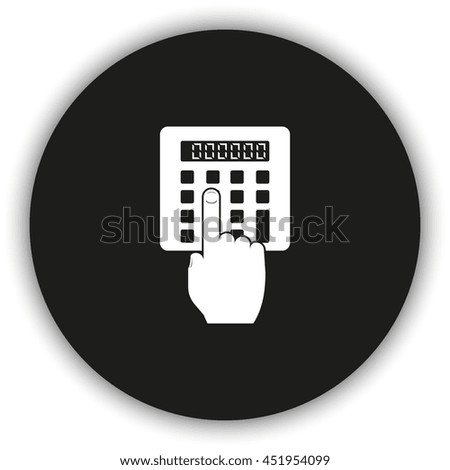 Flat design hand touch the calculator.