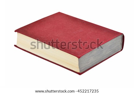 Old hardcover book, isolated on white background
