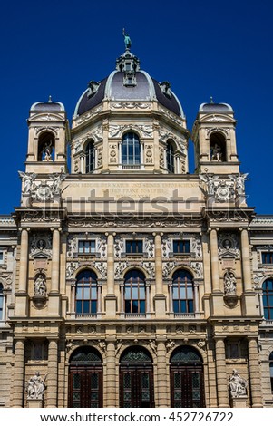 Museum of Natural History (Naturhistorisches Museum, 1889) in Vienna, Austria. Museum earliest collections of artifacts were begun over 250 years ago.
