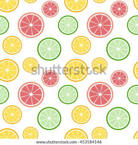 colorful sliced lemon orange and lime seamless vector pattern background illustration