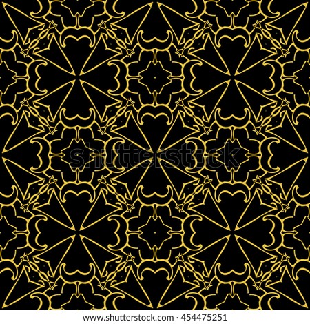 Abstract seamless pattern of black and gold color for wallpapers and background.