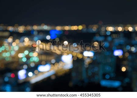 Abstract urban night light bokeh defocused background