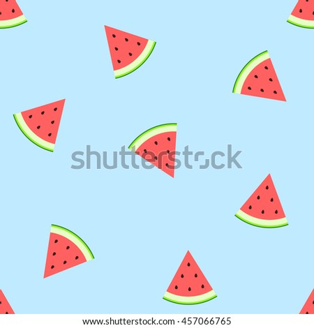 Juicy bright segments of watermelon seamless pattern. Vector flat illustration