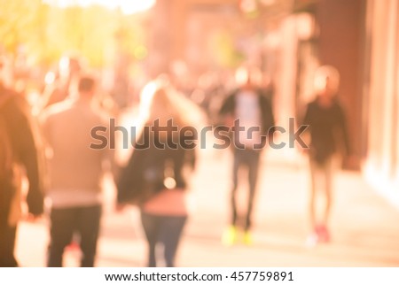City commuters at sunset. Blurred background image for business, modile apps, and other uses.