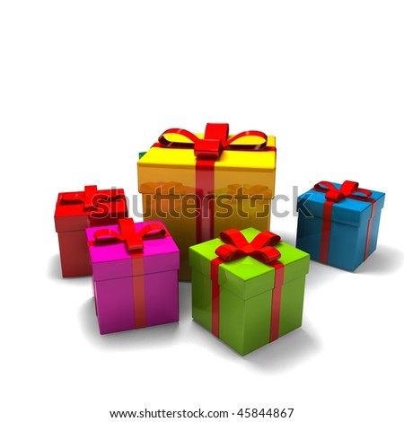 isolated gift boxes - 3d render on white