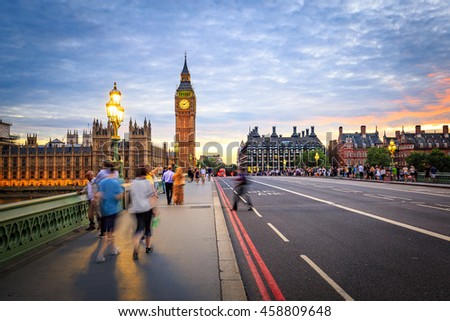 The famous Landmark of London, Big Ben at sunset.