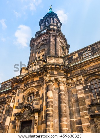 High dynamic range HDR Kreuzkirche meaning Church of the Holy Cross in Dresden Germany is the largest church in Saxony