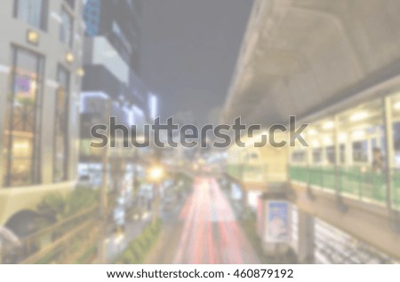 Blurred abstract background of Traffic in the city at night, Bangkok.