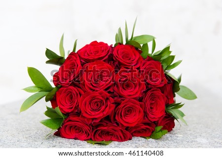 Beautiful wedding bouquet of red roses