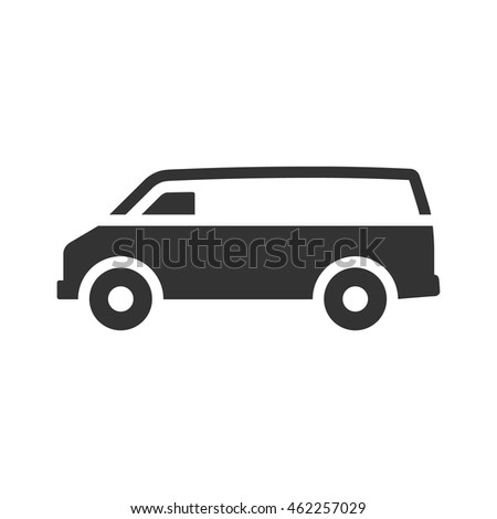 Car icon in single grey color. Van, delivery, bus