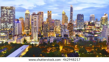 Modern city view of Bangkok, Thailand.