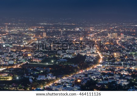 City  from the view point on top of mountain in twilight time, Chiangmai ,Thailand