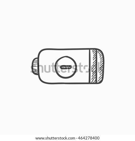 Low power battery vector sketch icon isolated on background. Hand drawn Low power battery icon. Low power battery sketch icon for infographic, website or app.