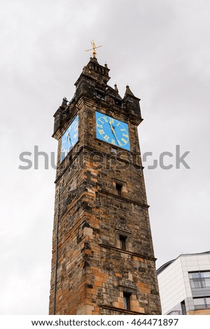 Tolbooth Steeple, the Merchant city of Glasgow, Scotland. Glasgow is the largest city in Scotland