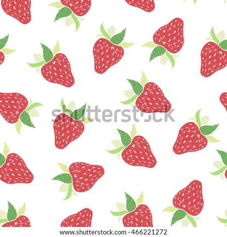 Seamless strawberry pattern on white background. Vector illustration. Hand drawn background.