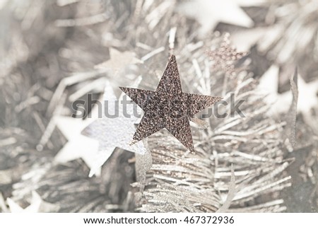 Star tinsel frippery silver garland Christmas background