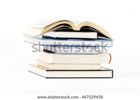 Pile of books on a white background 