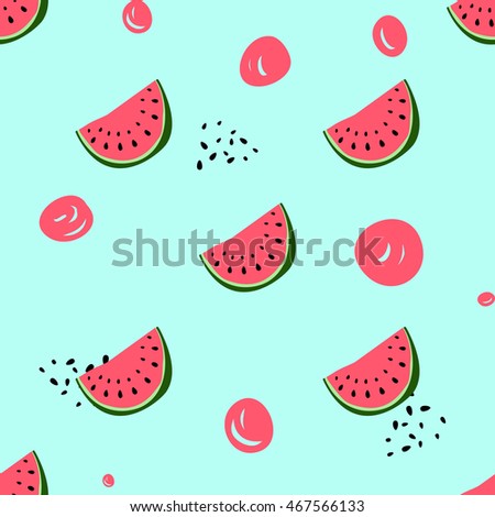 Hand drawn vector seamless pattern of watermelon