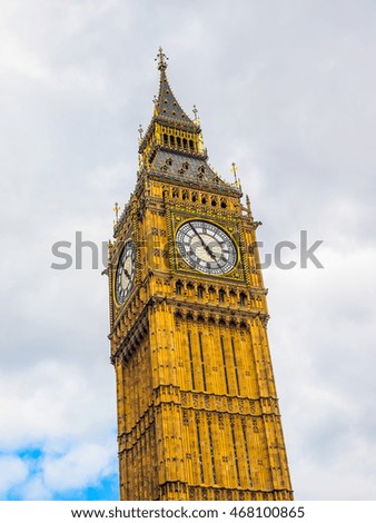 High dynamic range HDR Big Ben at the Houses of Parliament aka Westminster Palace in London, UK