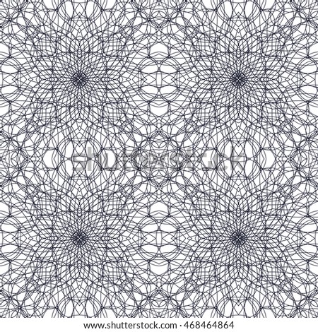 Seamless abstract pattern with guilloche ornament isolated on white (transparent) background. Vector illustration eps