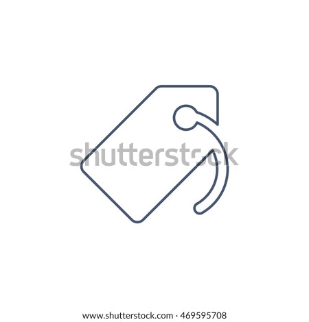 line price tag icon or button in flat style with long shadow, isolated vector illustration on white transparent background