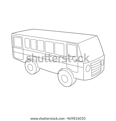 Bus icon in outline style isolated on white background. Transport symbol
