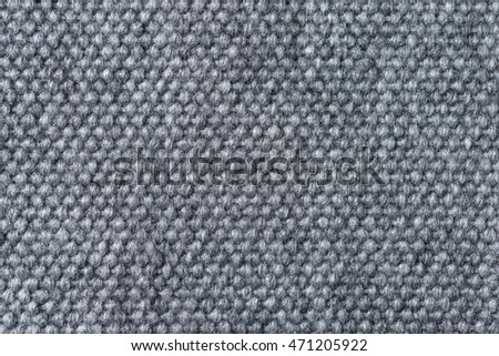 Grey cotton and wool fabric texture background with detailed threads in closeup 