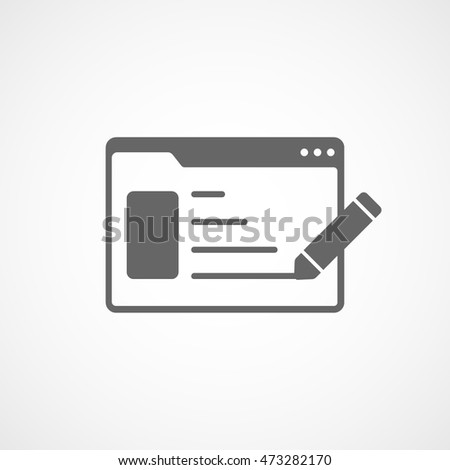 Browser Window With Pencil Flat Icon On White Background