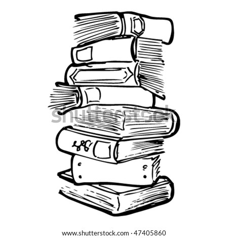 drawing of stacked books