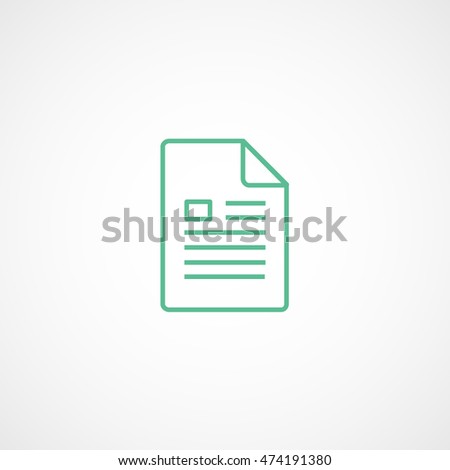Document Green Line Icon On White Background