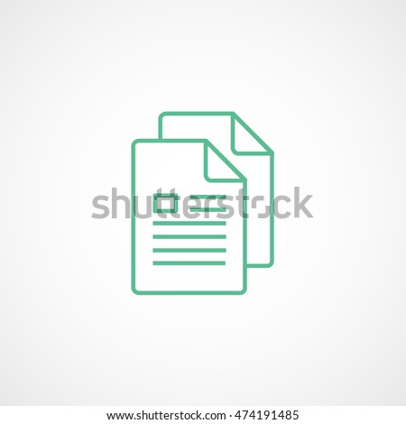 Document Green Line Icon On White Background