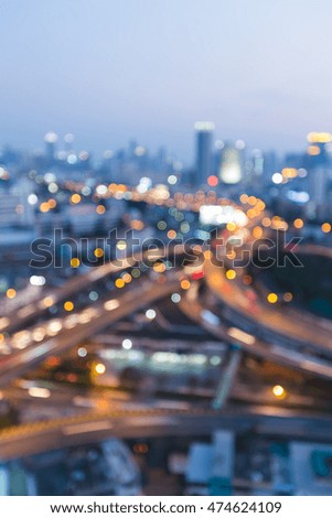 Abstract blurred lights city highway interchanged night view