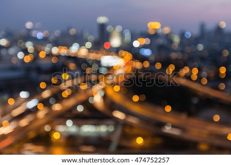 Blurred lights highway interchanged night view