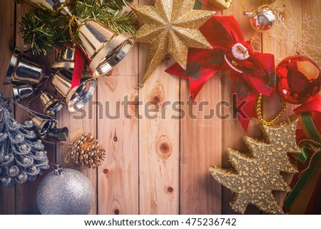 Christmas background with festive decoration and  - Merry Christmas and Happy New Year.